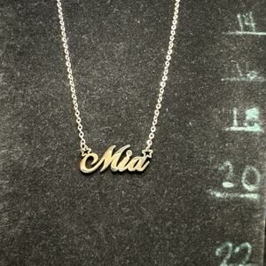 Mia Name Necklace Silver Tone Script Pendant Star Accent Personalized Jewelry